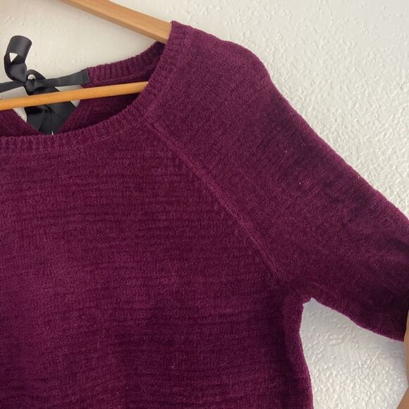 NWT Talbots Sz M Purple Fuzzy Soft Knit Merino Wool Blend Relaxed Tunic Sweater - Picture 7 of 9